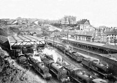 West-Marina-Station-and-a-line-up-of-steam-locomotives.-1948.